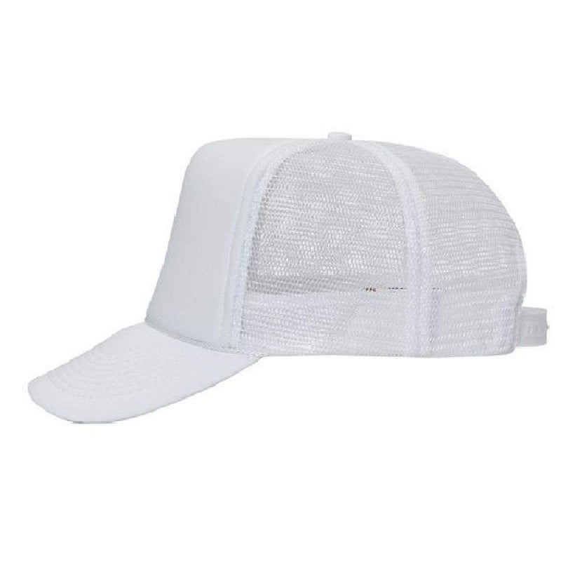 OTTO Polyester Foam Front 5 Panel High Crown Mesh Back Trucker Hat - White - Image 4